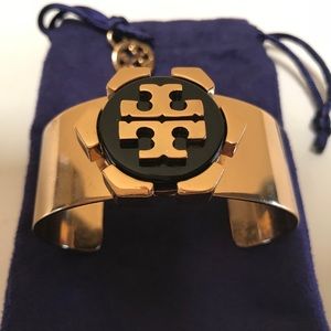 Tory Burch Black/Gold Large emblem cuff